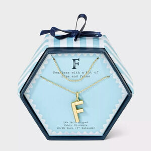 A New Day 14K Gold Dipped CZ Initial F Multi Strand Necklace Gold